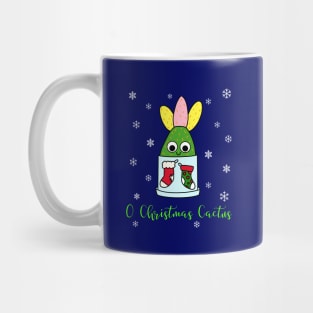 O Christmas Cactus - Hybrid Cactus In Christmas Themed Pot Mug